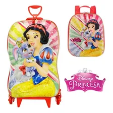 Kit Mochila Branca De Neve Lancheira Escolar 3d Rodinhas Maxtoy Foto  mini 1
