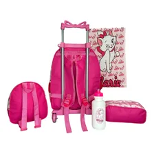 Kit Mochila Escolar Gata Marie Lancheira Térmica Estojo Cor Rosa Foto mini 3