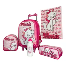 Kit Mochila Escolar Gata Marie Lancheira Térmica Estojo Cor Rosa Foto mini 1