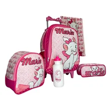 Kit Mochila Escolar Gata Marie Lancheira Térmica Estojo Cor Rosa Foto mini 2