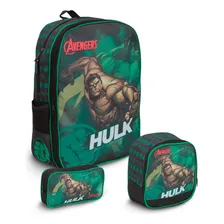 Kit Mochila Escolar Hulk Tam G Alça Costas Resistente Foto  mini 1