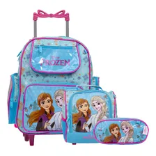 Kit Mochila Escolar Infantil Rodinha Frozen Conjunto 3 Pçs Foto  mini 1