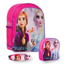 Kit Mochila Escolar Menina Frozen Princesas Alça Costas Foto mini 1
