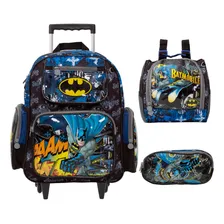 Kit Mochila Escolar Rodinhas Batman Com Lancheira Térmica Foto mini 1