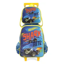 Kit Mochila Escolar Rodinhas + Lancheira Térmica Hot Wheels Cor Amarelo Foto  mini 1