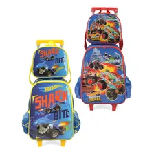 Kit Mochila Escolar Rodinhas + Lancheira Térmica Hot Wheels Cor Amarelo Foto mini  3