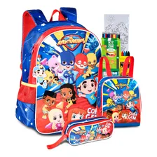 Kit Mochila Estojo Lancheira Luccas Neto Aventureiros Cor Av2402j - Aventureiros Foto mini 1