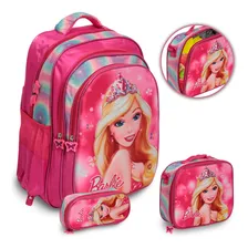 Kit Mochila Infantil Barbie Costas Lancheira Térmica Rosa Foto  mini 1