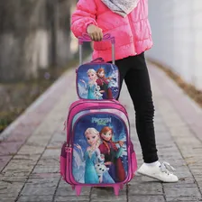 Kit Mochila Infantil Escolar Frozen Rodinha Creche Tam G Foto mini 2