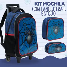 Kit Mochila Infantil Rodinhas Babyland Estojo E Lancheira Spider Super Aranha Escolar Super Her贸i Mochila De Rodinhas Infantil Resistente Foto mini 4