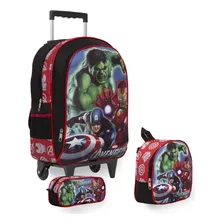 Kit Mochila Infantil Vingadores Rodinha Reforçada Tam G Foto mini 1
