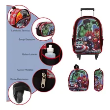 Kit Mochila Infantil Vingadores Rodinha Reforçada Tam G Foto mini 2