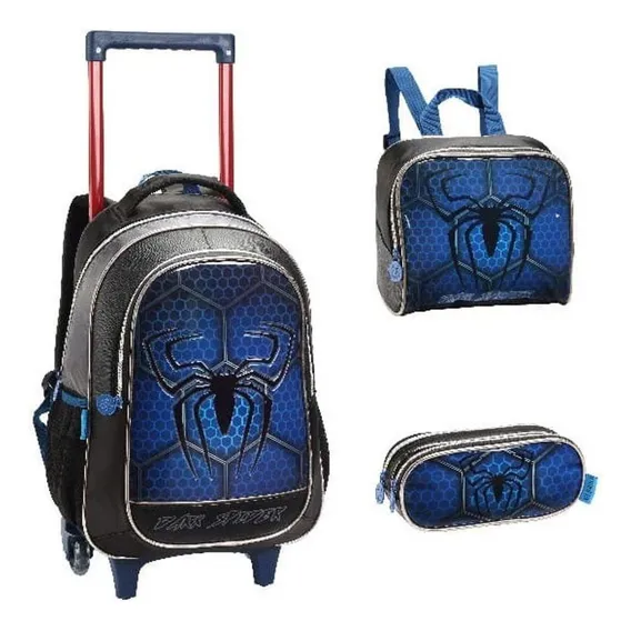 Kit Mochila Lancheira Estojo Lancheira Aranha Denlex Foto 1
