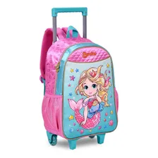 Kit Mochila Lancheira Estojo Sereias Carrinho Rodinha Foto mini 4