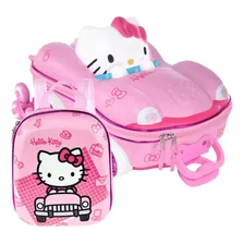 Kit Mochila Lancheira Hello Kitty Carro Rosa 3d Maxtoy Rodas Foto mini 1