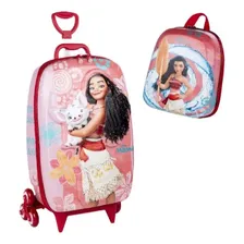 Kit Mochila Moana Escolar Lancheira Princesa 3d Rodinhas Maxtoy Foto mini 1