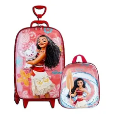Kit Mochila Moana Escolar Lancheira Princesa 3d Rodinhas Maxtoy Foto mini 2