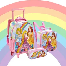 Kit Mochila Rodinha Escolar Espaçosa Meninas Princesas Foto mini 2