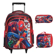 Kit Mochila Rodinha Infantil Homem Aranha 3d Lancheira Tam G Foto mini 1