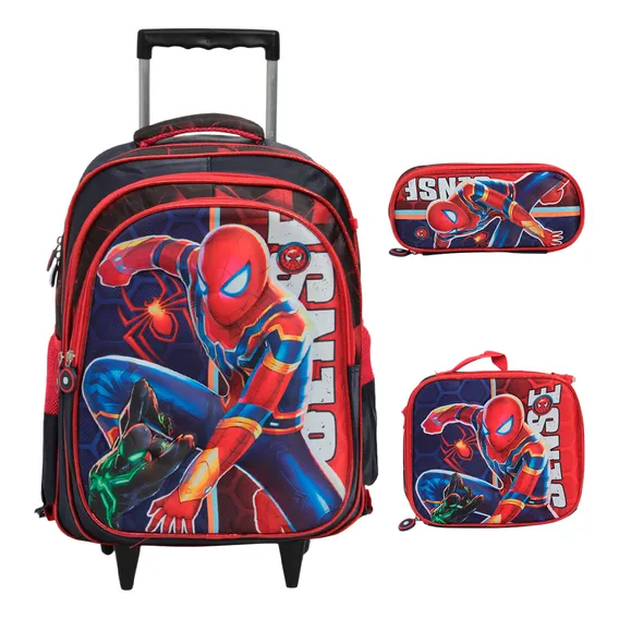 Kit Mochila Rodinha Infantil Homem Aranha 3d Lancheira Tam G Foto 1