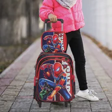 Kit Mochila Rodinha Infantil Homem Aranha 3d Lancheira Tam G Foto mini 2
