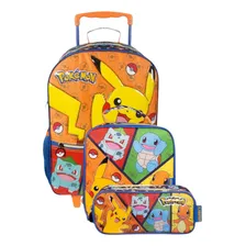 Kit Mochila Rodinhas + Lancheira + Estojo Pokemon Foto mini 1