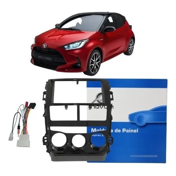 Kit Moldura 2 Din 9 Pol. MultimÃdia Toyota Yaris 2018,19,20 Foto 1