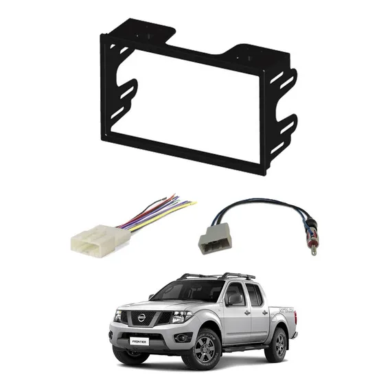 Kit Moldura 2 Din+chicote+adaptador Nissan Frontier 13/16 Foto 1