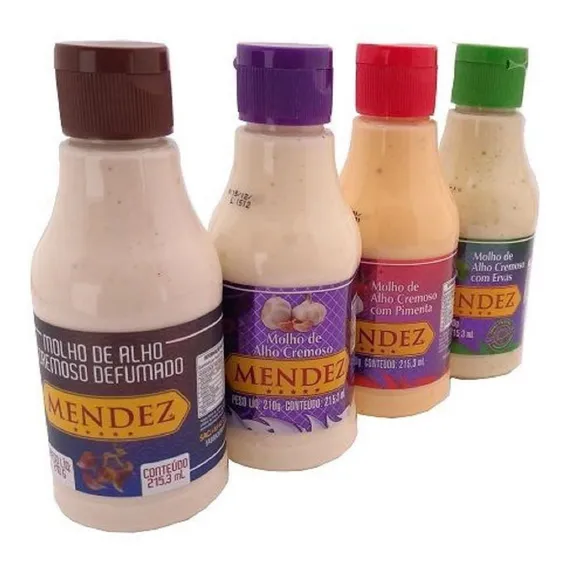 Kit Molho De Alho Mendez 215ml 04 Frascos Cremoso Sabores Foto 1