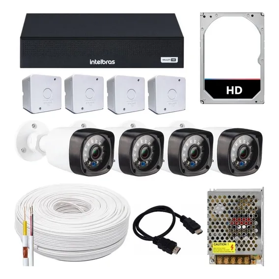 Kit Monitoramento 4 Cameras De Segurança Hd + Dvr Intelbras Foto 1