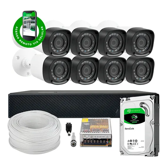 Kit Monitoramento Residencial 8 Cam Ahd Dvr 16 Ch + Hd 1tb Foto 1