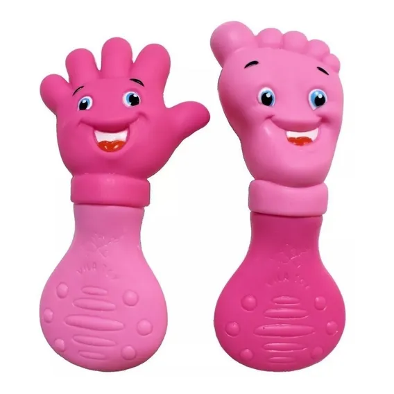 Kit Mordedor Mãozinha E Pezinho Rosa Macio Para Beb Pezinho/Mãozinha Foto 1