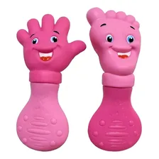 Kit Mordedores Bebe Macio Maozinha E Pezinho Gengiva Cor Rosa Foto mini 1