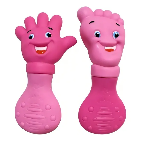 Kit Mordedores Bebe Macio Maozinha E Pezinho Gengiva Cor Rosa Foto 1