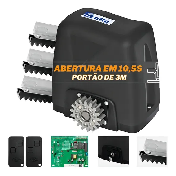Kit Motor Rossi Dz Atto Turbo 1/4hp Portão Deslizante 3m Foto 1