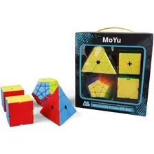 Kit Moyu Mofangjiaoshi Pyraminx+ Skewb+ Megaminx+ Square+ 2x2 Cor da estrutura Stickerless Foto mini  2