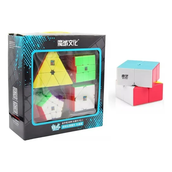 Kit Moyu Mofangjiaoshi Pyraminx+ Skewb+ Megaminx+ Square+ 2x2 Cor da estrutura Stickerless Foto 1