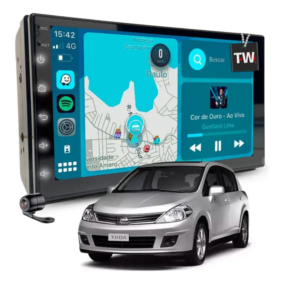 Kit Multimídia Carplay Bluetooth Nissan Tiida 2008 Á 2013 7p Cor Nissan Tiida 2011 Foto 1