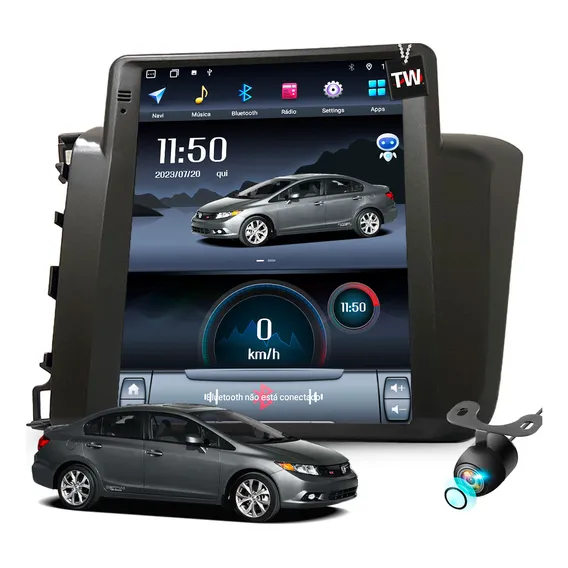 Kit Multimídia Tesla 4+64gb Honda Civic 2012 À 2016 Android Cor Honda Civic 2015 Foto 1