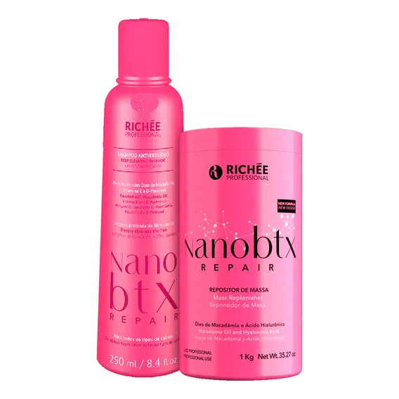 Kit Nanobtx Richée Shampoo 250ml + Repositor De Massa 1kg Foto 1
