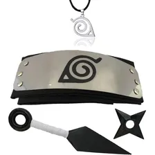Kit Naruto Bandana Aldeia Da Folha, Kunai, Shuriken + Colar Foto  mini 1