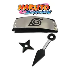 Kit Naruto Bandana Da Folha + Kunai 22cm + Shuriken 10cm Foto mini  3