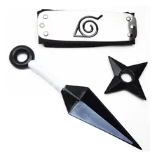 Kit Naruto Bandana Da Folha + Kunai 22cm + Shuriken 10cm Foto mini  2