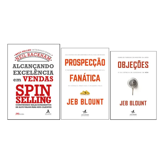 Kit Negócios Prospecção Fanática + Objeções + Alcançando Excelência Em Vendas: Spin Selling, De Vários Autores., Vol. 1. Editorial Kit De Livros, Capa Mole Em Foto 1