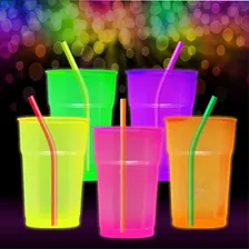 Kit Neon 200 Item Copo+canudos Festa Copo Descartavel Cor Sortido Foto mini 1