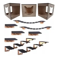 Kit Nicho Gatos 17 Pcs Toca Ponte Prateleira Degrau + Cor Mdf Cru Foto mini 1