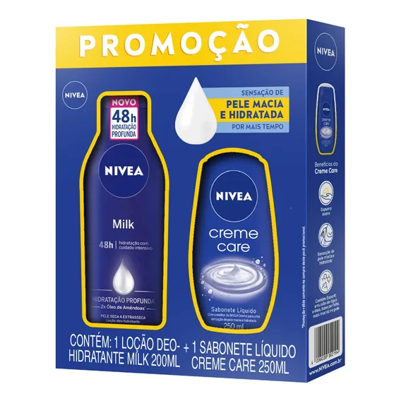 Kit Nivea - Hidratante Milk 200ml + Sabonete Líquido 250ml Foto 1