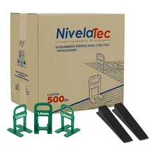 Kit Nivelador Espaçador 500 Unidades + 100 Cunhas Slim - Nivelatec - 1mm Foto  mini 1