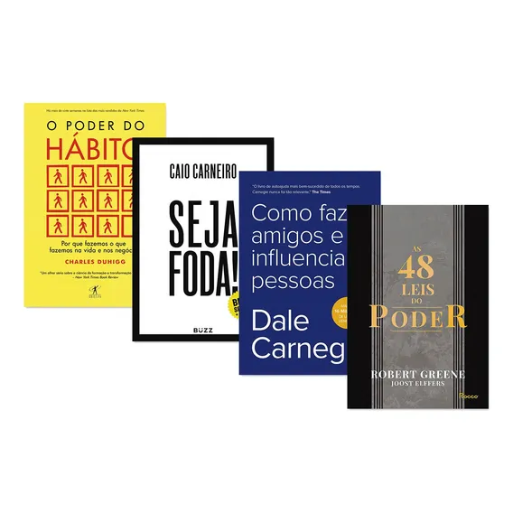 Kit O Poder Do Hábito + Seja Foda! + Como Fazer Amigos E Influenciar Pessoas + As 48 Leis Do Poder - Capa Dura Foto 1