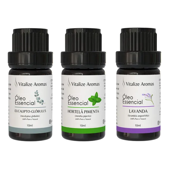 Kit Oleo Essencial - Lavanda Eucalipto Hortelã Pimenta Foto 1